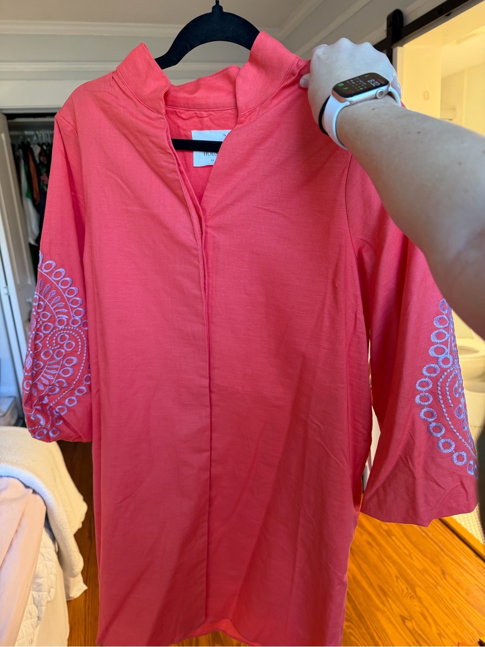 NWT Coral Embroidered Sleeve Women's Dress